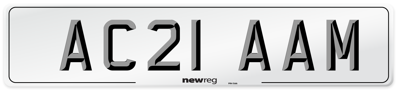 AC21 AAM Number Plate from New Reg